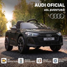 AIYAPLAY Mașină Electrică pentru Copii 12V Audi A5L cu Telecomandă, Baterie cu Litiu, 2 Motoare, Telecomandă, Negru | Aosom Romania