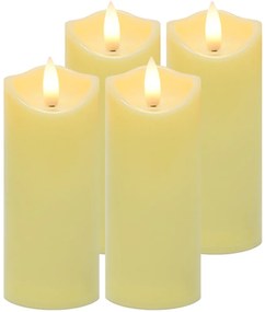 Lumanare tip stalp LED RUHHY 12,5 cm bej, set de 4 bucati