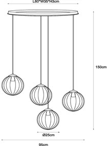 Lustră pe cablu Lucide 45493/04/33 MONSARAZ 4xE27/40W/230V
