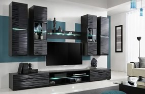 Living Blade 4/Biblioteca, 280 cm x 195 cm x 43 cm, negru lucios