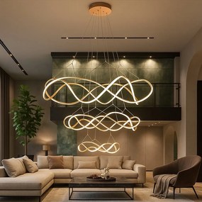 Lustra LED XXL pentru casa scarii design lux 110cm Molly auriu roze SV-763455