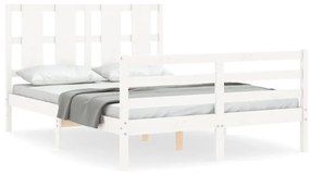 3194087 vidaXL Cadru de pat cu tăblie dublu mic, lemn masiv