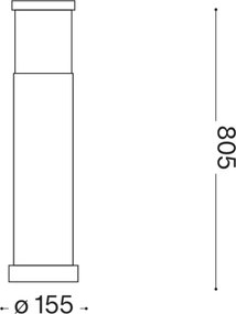 Ideal Lux - Lampă de exterior TRONCO 1xE27/42W/230V 80 cm IP65 neagră
