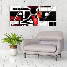 Tablou picuturii cu damă străveche (120x50 cm)
