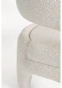 Fotoliu alb cu tapițerie din țesătură bouclé Nova – White Label