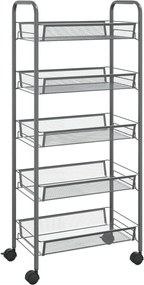 vidaXL Cărucior de bucătărie, 5 niveluri, gri, 46x26x105 cm, fier