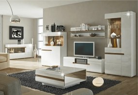 Comodă, albă strălucitoare HG/stejar sonoma închis, LYNATET TYP 40