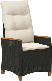 vidaXL Scaun de grădină rabatabil Negru și Crem 64 x 57,5 x 112 cm