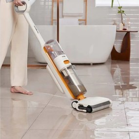 Aspirator vertical Tineco iFloor Y2 Plus, 6500 Pa, Wi-Fi, 0.8 L apa murdara/1 L apa curata, LED, Auto-curatare, 70 m², Indicatori, Alb/Portocaliu