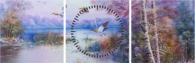 Tablou - Sosirea toamnei, pictură în ulei (cu ceas) (90x30 cm)