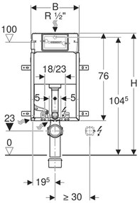 Rezervor incastrat Geberit Delta cu cadru Kombifix Basic pentru wc suspendat 108 cm