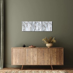 Tablou - Crenguțe de salcie fundal albastru (cu ceas) (90x30 cm)