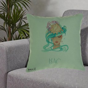 Perna Personalizata Zodie Rac, 40x40 cm, Verde, Husa Detasabila, Perna Inclusa, BEKZ®