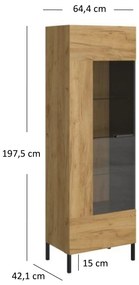 Vitrină Shanna (Stejar craft auriu + antracit). 1053226