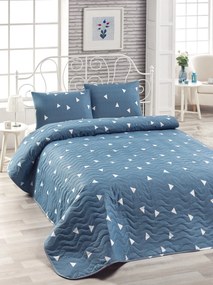 Set cuvertura pat UCGEN, albastru inchis, bumbac/poliester, 160x220 cm