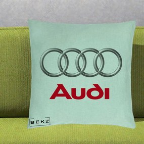 Perna Personalizata cu emblema Audi, 40x40 cm, Verde Menta, Husa Detasabila, Perna Inclusa, BEKZ®