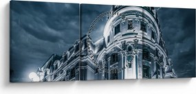 Tablou cu arhitectură în întuneric (cu ceas) (90x30 cm)