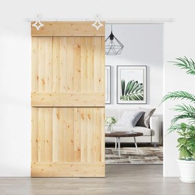 vidaXL Ușă glisantă cu set feronerie, 100x210 cm, lemn masiv de pin