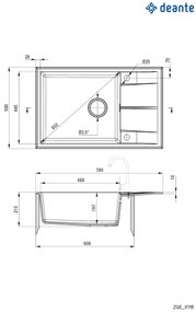 Chiuvetă din granit, 1-cuvă cu picurător, Eridan, ZQE_N11B