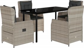 vidaXL Set mobilier de grădină cu perne, 5 piese gri deschis poliratan