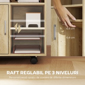 HOMCOM Dulăpior pentru Imprimantă cu Rafturi Deschise și Compartiment din Lemn, 60x50x65,5 cm, Nuanță Lemn | Aosom Romania
