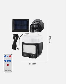 Lampa Solara Tip Camera Rotativa 360 Grade cu Panou Separata si Senzor de Miscare
