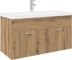 vidaXL Dulap pentru chiuvetă cu chiuvetă încorporată Artisan Stejar