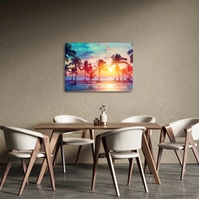 Tablou pe sticlă - Apus de soare tropical (70x50 cm)