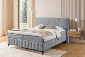 Pat boxspring Penia 160x200 cu spațiu de depozitare - catifea cenușie hidrofobă Element 24