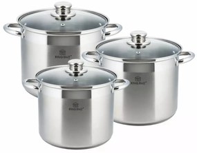 Set oale din inox cu capace, 20/22/24 cm, 5.6/7.2/9 L Kinghoff KH4310