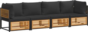 vidaXL Set canapele de grădină cu perne, 4 piese, lemn masiv de acacia