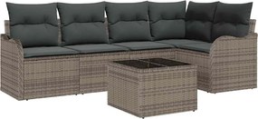vidaXL Set de canapele pentru grădină cu pernă 6 pcs Gri Rattan poli