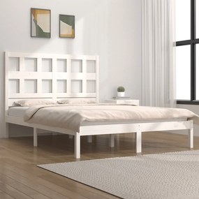 3104459 vidaXL Cadru de pat, alb, 140x190 cm, lemn masiv de pin