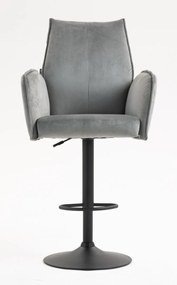 HR280W Scaun Gray din Catifea cu Bază Neagră
