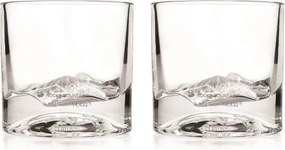 Set pahare pentru whisky LIITON 1009977 Rocky Mountain, 240 ml, 2 buc, Fund 3D varf Elbert, Transparent