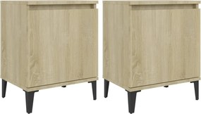 vidaXL Noptiere cu picioare metal, stejar sonoma, 40x30x50 cm