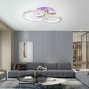 Lustra LED Cu Telecomanda, Elit's Cristal, 2 Cercuri, alb, 70W, RGB