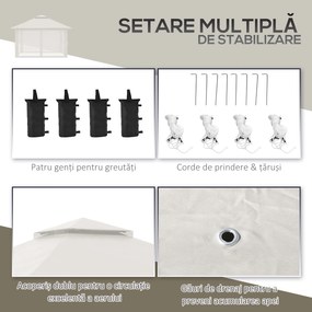 Outsunny Pavilion Pliabil Pop-Up 4x4 m cu Înălțime Reglabilă pe 3 Niveluri, Pavilion Exterior cu Plasă de Țânțari, Saci de Nisip, Geantă de Transport, UV50+, pentru Grădină Camping Petreceri, Crem | Aosom Romania