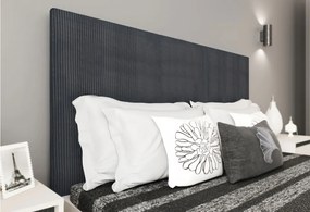 Dormitor cu Riflaje, Monaco, Pat Tapitat cu somiera rabatabila, Dulap 3 Usi 2 Sertare, 2 Noptiere, Comoda 1 Usa 3 Sertare, Casmir/Gri Elegant