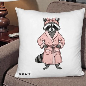 Perna Decorativa Albinuta Kawaii Vesela, 40x40 cm, Alb Pufos, Husa Detasabila, Perna Inclusa, BEKZ®