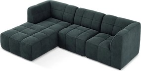 Colțar albastru cu tapițerie din catifea (cu colț pe partea stângă/cu șezlong) Aloha – Makamii