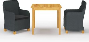 vidaXL Set de masă pentru grădină, 3 piese, gri închis