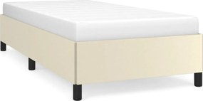 vidaXL Cadru de pat, crem, 90x200 cm, piele ecologică
