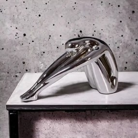 Decorațiune de masă din rășină cu finisaj crom lucios, 31x21x17 cm