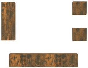 3114443 vidaXL Set dulapuri TV, 5 piese, stejar fumuriu, lemn prelucrat