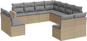 vidaXL Set canapele de grădină cu perne, 11 piese, bej, poliratan