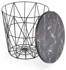 Măsuță de cafea HARISSA 41x42 cm negru/negru decor marmorat