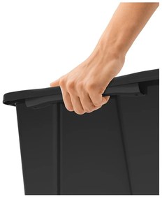 Cutie de depozitare negru lucios din plastic cu capac Evo Easy - Rotho