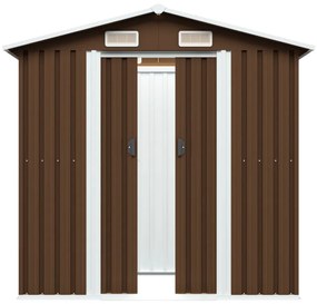 Magazie metalica de gradina, maro, 204 x 132 x 186 cm, otel