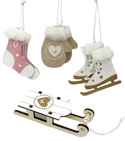 Set decoratiuni suspendate de Craciun NORDIC MOMENTS 6 buc roz